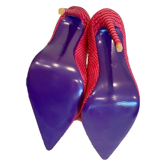 NWOTB - Meelys Hot Pink Faux Snakeskin Embossed Pumps High Heels Size 6.5 - Picture 7 of 9